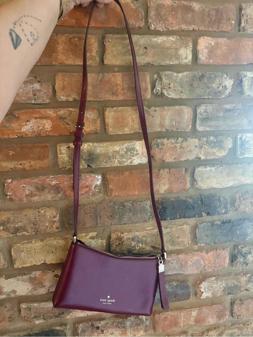 kate spade wine burgundy leather crossbody bag